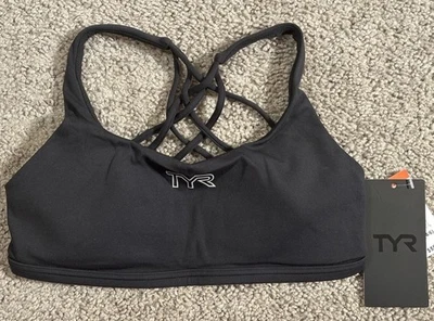 Sujetador deportivo tejido negro multi correa Tyr Joule Elite nuevo con etiquetas para mujer S 4-6 Foto 1 de 4
