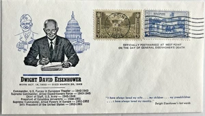 DWIGHT DAVID EISENHOWER DEATH Memorial 1969 Cover - West Point Stamps & Cancel 6F - Bild 1 von 5