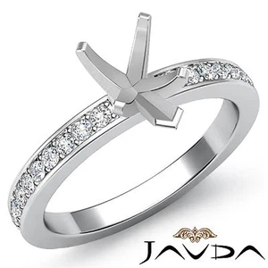 Pear Semi Mount Pave Setting Diamond Women Wedding Ring 14k White Gold 0.50 Ctw - Picture 1 of 3