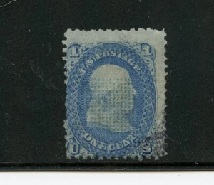 U.S. #92 (U066) Franklin 1¢ blue "F" grill, Used, light cancel, U, F, CV$450.00 - Picture 1 of 2