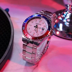 MOEMTON Automatik Mechanische Herrenuhr Rot Blau Gradual Meteorit M147.BSSA01 - Bild 1 von 7