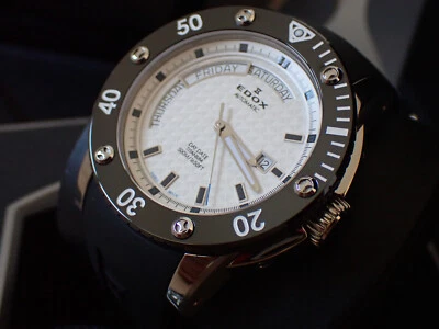 Nuevo Genuino EDOX Clase-1 Worldtimer 83005 TIN AIN Chronoffshore 46.5mm Goma Foto 1 de 4