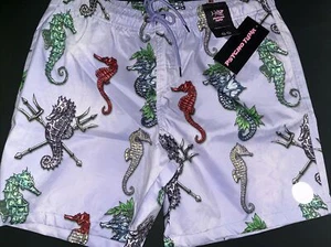 Men Medium Seahorse Swim Trunks Board Pool Shorts Purple Psycho Tuna - Picture 1 of 10