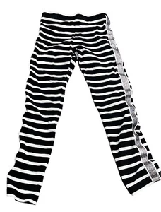 Crewcuts Girls Size 7 Striped Leggings Black White With Glitter Side Stripe - Picture 1 of 6
