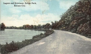 Postal MO: Lagoon & Driveway, Swope Park, Kansas City, Missouri, DB 1910 - Imagen 1 de 1