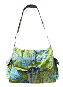 Kalencom MIDI Diaper Bag Buckle Laminated Adjustable Strap Purse Paisley Green - Picture 1 of 24
