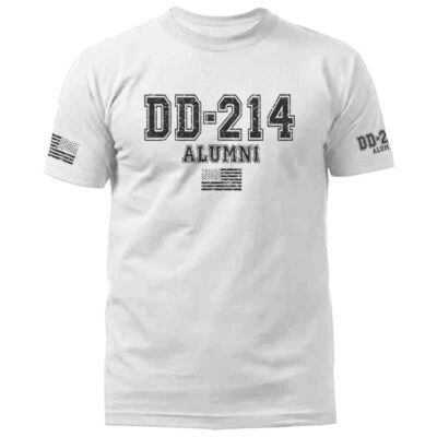 DD214 Alumni Military Patriotic US Flag US Army Veteran Graphic T-shirt - Image 1 of 2