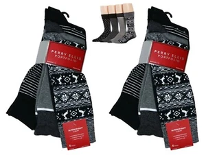 Perry Ellis 8 Paar Fairisle, gestreift, gepunktet, solide Herrensocken Einheitsgröße neu mit Etikett - Bild 1 von 1