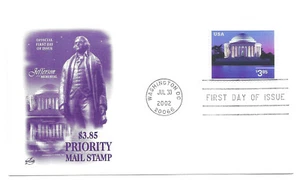 3647 Priority Mail, 2002 Jefferson Mem. ArtCraft FDC - Picture 1 of 1
