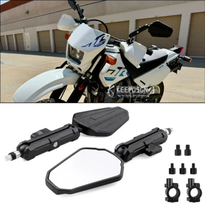 Foldable Adventure Motorcycle Rearview Mirrors For Suzuki DR200 350 DR650 DRZ400 - Image 1 of 4