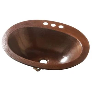 Sevilla 20 in. Fregadero de baño de cobre drop-in en cobre envejecido 4 pulgadas Agujeros para grifo - Imagen 1 de 8