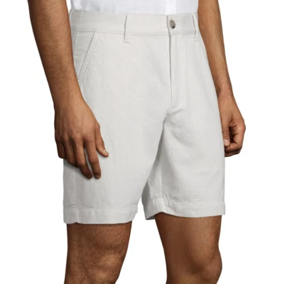 St. John's Bay Linen Blend Chino Short Sizes 38W, 40W, 44W Natural Stripe - Image 1 of 3