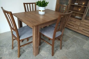 SET of extending dining table and 4 wooden chairs strong, solid, oak stirling Ma - Picture 1 of 7