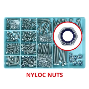 A2 Assorted Box kit M4,M5 M6 M8 M10 Nyloc Nuts & Bolts Mix Setscrews Stainless - Picture 1 of 8