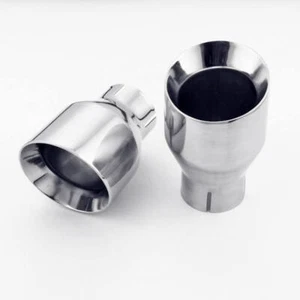 2PCS Exhaust Tailpipe Tips 2-1/2" Inlet 4" Out Angle Cut Double Wall 155MM Long - Picture 1 of 3