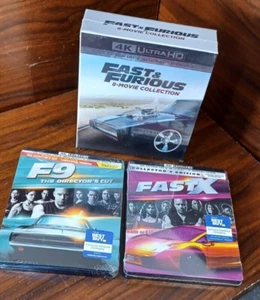Fast and the Furious 8 Movies (4K+Blu-ray)+ F9 + F10 4K STEELBOOKS-NEW-Free S&H! - Picture 1 of 10