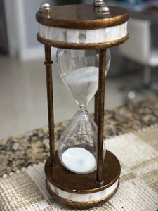 Vintage Wood & Glass Sand Hourglass 30 Minute Timer 9" Desk Office Shelf Decor - Picture 1 of 5