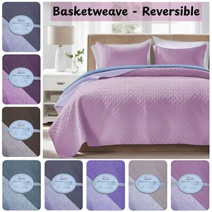 3 Piece Quilted Bedspread Throw Single Double King Size Embossed Bedding Bed Set - Picture 1 of 108