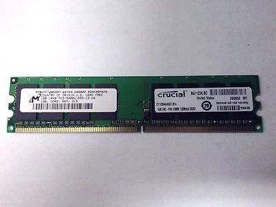 Micron 1GB PC2-5300 DDR2 non-ECC 240-Pin DIMM MT8HTF12864AY-667A3 Desktop Memory - Image 1 of 2