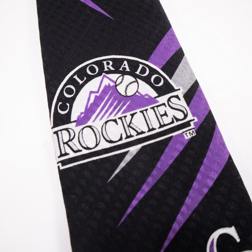 Colorado Rockies 58" silk Ralph Marlin Tie Baseball 1992 Black/Purple/Gray Foto 1 de 4