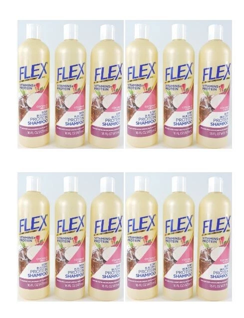 FLEX Vitamins+ Protein Coconut Hibiscus Body Building Protein Shampoo 16oz -12pk Foto 1 de 1