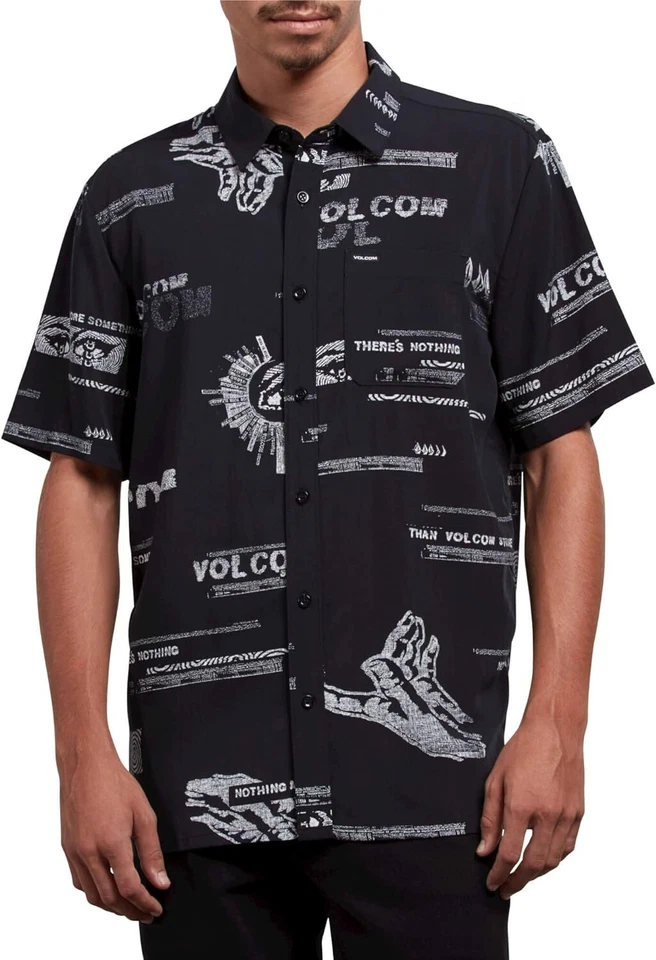 VOLCOM Men's S/S Button Shirt MORE SOMETHING - Black - Large - NWT - LAST ONE - Image 1 of 1