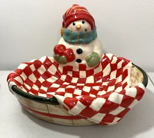 Mitford Snowman Hallmark Jan Karon Ceramic Snack Bowl No Chips - Picture 1 of 9
