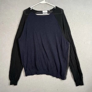 Calvin Klein Italian Merino Sweater Adult 2XL XXL Blue Black Gray Pullover Mens - Picture 1 of 9