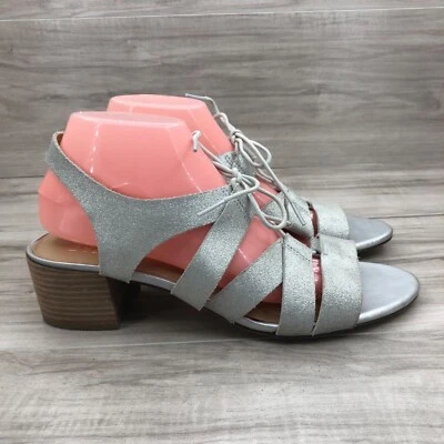 Naturalizer Sandals Womens 10M Felicity Silver Leather Lace Up Shoes - Image 1 of 4