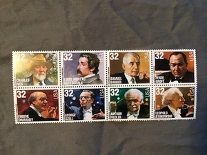 1997 Scott #3158-65, 32¢ CLASSICAL DUIRTERS 8er Block - Mint NH - Bild 1 von 2