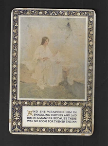 vtg 1915 Advertising Card CURTIS Company Lady Wrapped Him in Swaddling Clothes - Picture 1 of 2