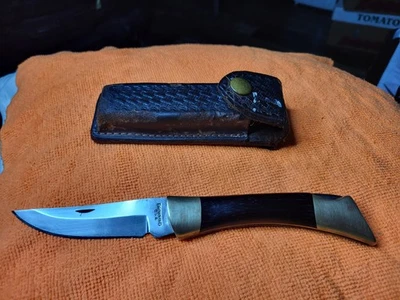 Vintage Browning USA Lockback Hunting Knife Model 4018F Wood Handle  - Image 1 of 4