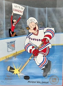 Popey "Let's Go Rangers" LE Cel Signed by Myron Waldman + Adam Graves 2/125 - Picture 1 of 2