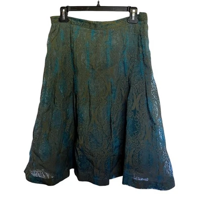 Coldwater Creek Bronze Teal A-Line Skirt Cottagecore Fairycore Midi Medium P - Image 1 of 4