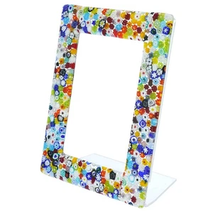 Marco de fotos Millefiori de cristal de Murano de cristal de Venecia multicolor 4x6 pulgadas para mesa - Imagen 1 de 5