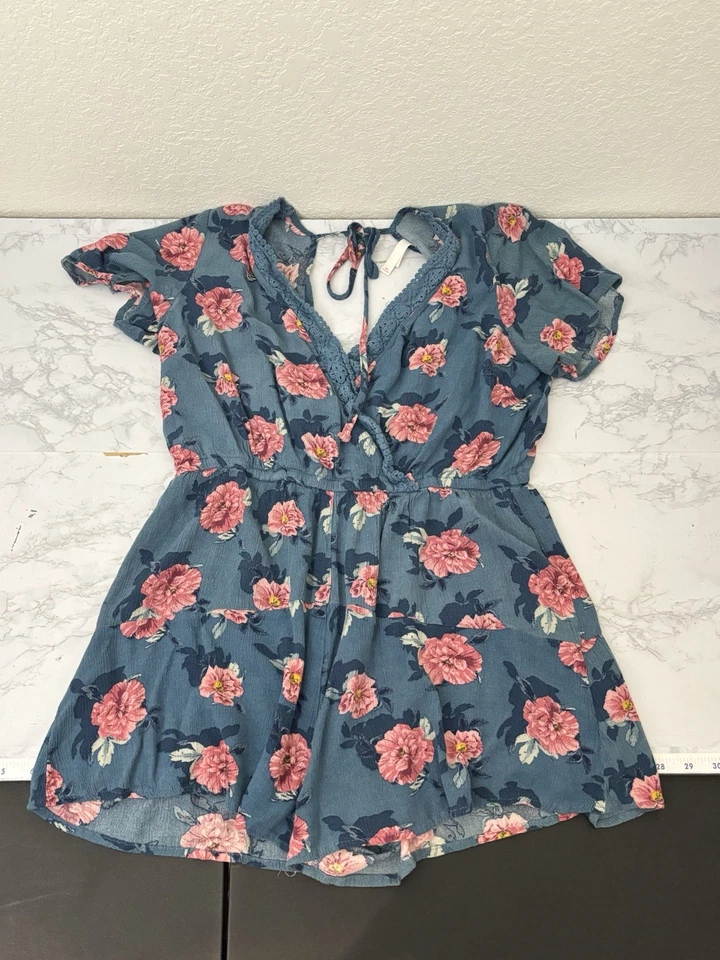 Mameluco Xhilaration Estampado Rosas Boho Sin Mangas Con Bolsillos Talla L Floral P1 Foto 1 de 4