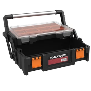 2 Tier 18'' Cantilever Tool Storage Box Organiser Carry Case Trays Screws Nails - Picture 1 of 7