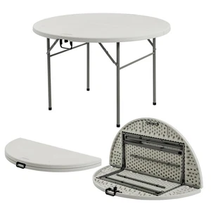 Tavolo Cavalletto Rotondo Pieghevole Easy Store Scrivania Ufficio Resistenti Eventi 120cm Bianco - Foto 1 di 6