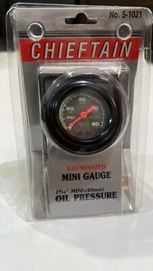 CHIEFTAIN AUTOMOTIVE OIL PRESSURE ILLUMINATED MINI GAUGE (40mm) with Tubing - Picture 1 of 3