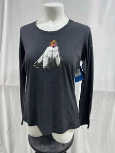 NWT Womens Columbia Long Sleeve Gray T-shirt with Polor Bear Print Size XL - Picture 1 of 6