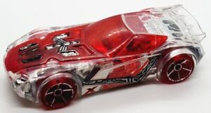 2015 HOT WHEELS X-RAYCERS NERVE HAMMER CLEAR & RED 1:64 DIECAST 2 7/8" RACE CAR 