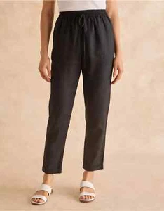 The White Company 100% Linen Tapered Leg Trouser, Black, UK 18, RRP £98 - Picture 1 of 10