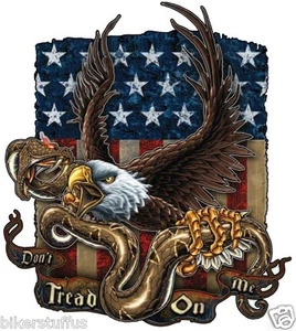 DON'T TREAD ON ME WITH EAGLE AND AMERICAN FLAG STICKER BUMPER STICKER LAPTOP - Picture 1 of 1