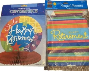 Happy Retirement Party Feier Herzstück & Banner.  Bunter FastShip Neu - Bild 1 von 5