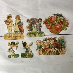 Flores antiguas troqueladas vintage de pie en relieve para niñas y niños San Valentín - Imagen 1 de 7