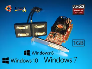 Windows 10 Dell Optiplex 960 980 990 9010 9020 1GB 4-Monitor DVI Video Card - Picture 1 of 3