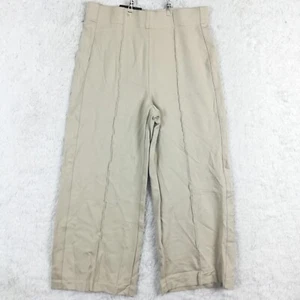 Jones & Co Womens Pants Crop Wide Leg High Rise Beige Pin Tuck Front Seam L New - Picture 1 of 10