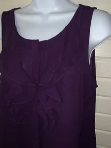 NWT Kenneth Cole Reaction Sz MEDIUM Purple Ruffle Tank Button Front Top Blouse - Picture 1 of 9
