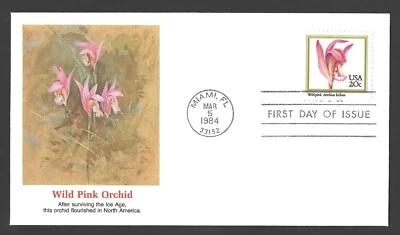 1984 US Postage - SCOTT 2076 - 20 CENT - WILD PINK ORCHID - FDC Fleetwood - ABKP - Image 1 of 2