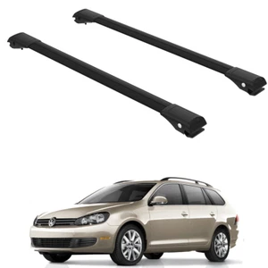 Roof Rack Cross Bars to VW Jetta SportWagen 2009-2015 Black Set 2 Pcs - Picture 1 of 20